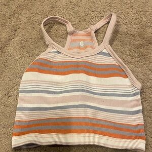 FP Movement by Free People Striped Crop Top - Orange, Gray, Cream